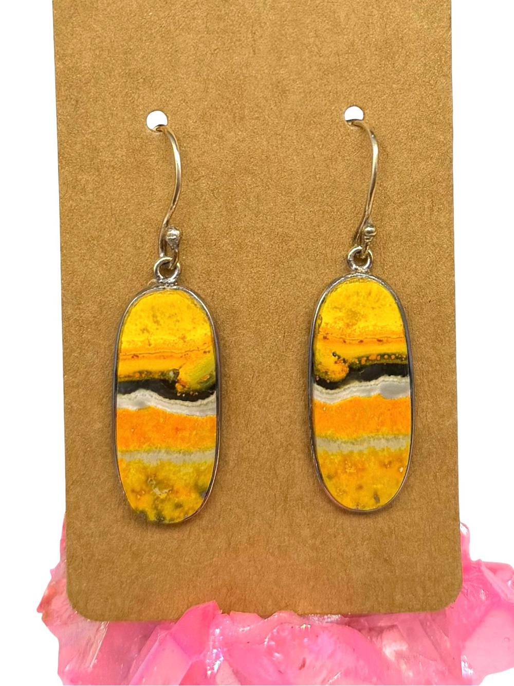 Bumblebee Jasper Earrings 925 Sterling Silver Plated